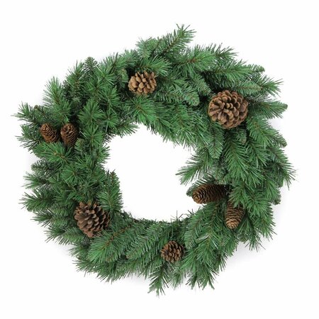 ADLMIRED BY NATURE 24 in. Christmas Pine Wreath with Natural Pine Cone 140 Tips GXW4926-NATURAL